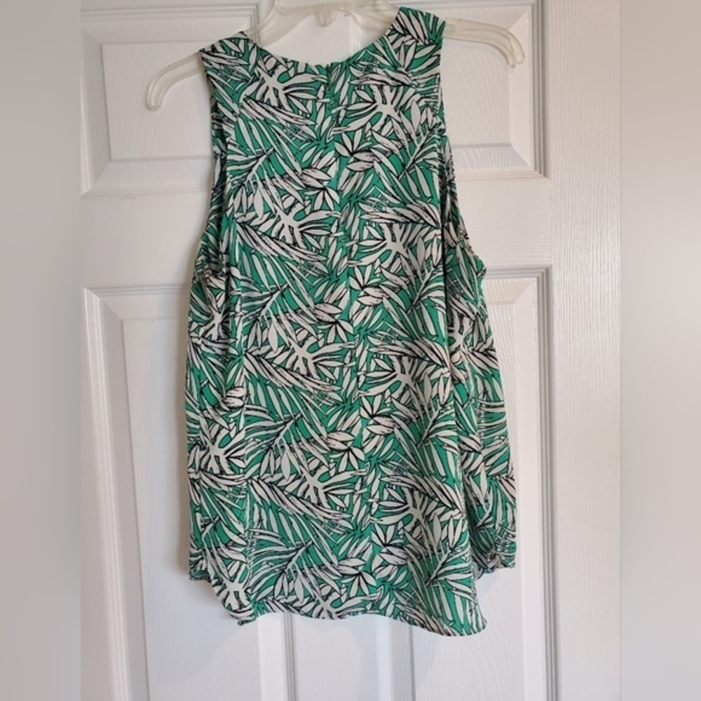 St. Tropez West Green and white sleeveless blouse - Picture 3 of 6
